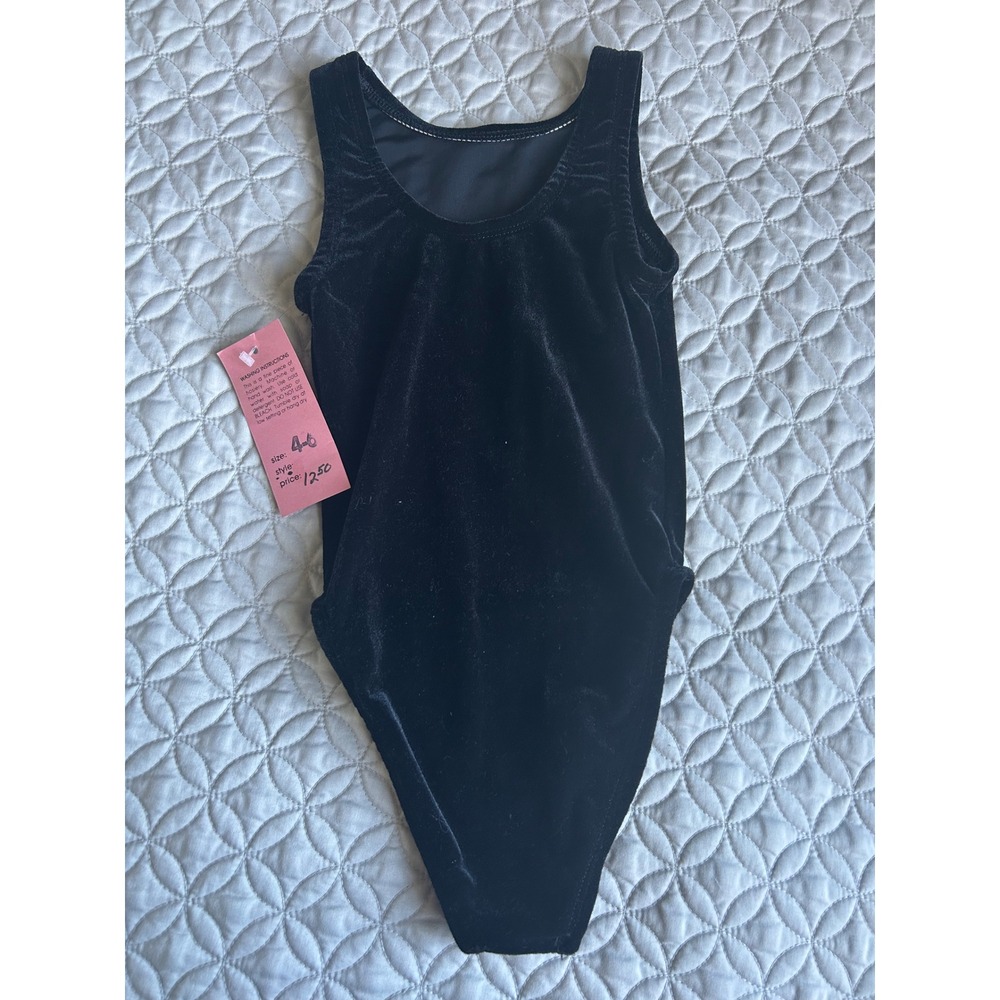 Vintage Jenni Rose Stone Wear Black Velvet Leotard Bodysuit Girls Size 4-6 NWT - Picture 4 of 5
